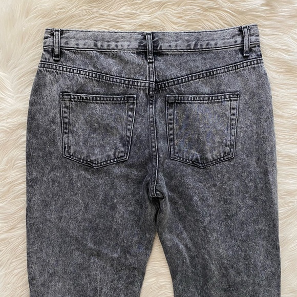 Free People Gray Acid Wash Maggie Distressed Straight Leg Jeans Bottlerocket - Picture 10 of 14